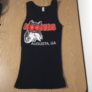 B73 New Hooters Black Ribbed Tank Top From Augusta Georgia Stretchy Size Large